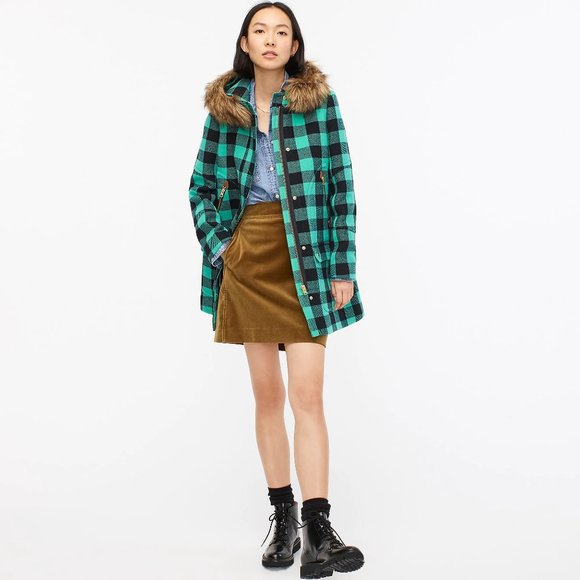 J.Crew Chateau parka buffalo check stadium-cloth wool coat XS 0 XSmall XXS 00 - Picture 3 of 16